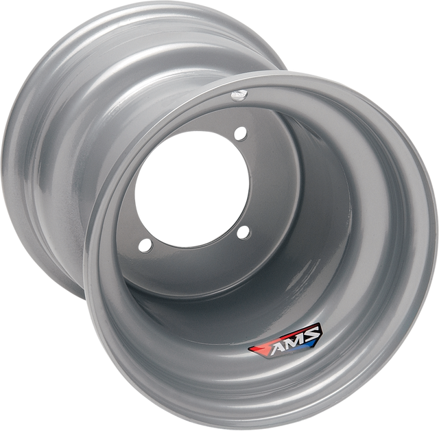 AMS Steel Wheel - Rear - Chrome Finish - 9x9 Inches with 4/110 Bolt Pattern for ATV Applications - Part 9913-697