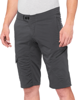 100% Ridecamp Shorts Charcoal with Adjustable Waist for US Men’s 30