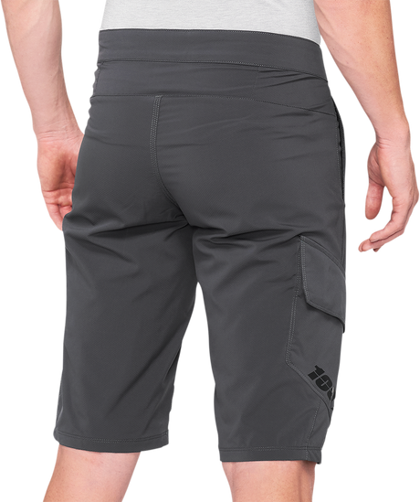 100% Ridecamp Shorts Charcoal US 34 with DWR Polyester Fabric and Adjustable Waist for Mountain Biking