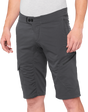 100% Ridecamp Shorts Charcoal with Adjustable Waist - US 28, Part No. 40029-00007