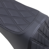 Drag Specialties Seats Predator III 2-Up Seat for Harley Softail 2006-2017 with Vinyl Cover and Double Diamond Stitching
