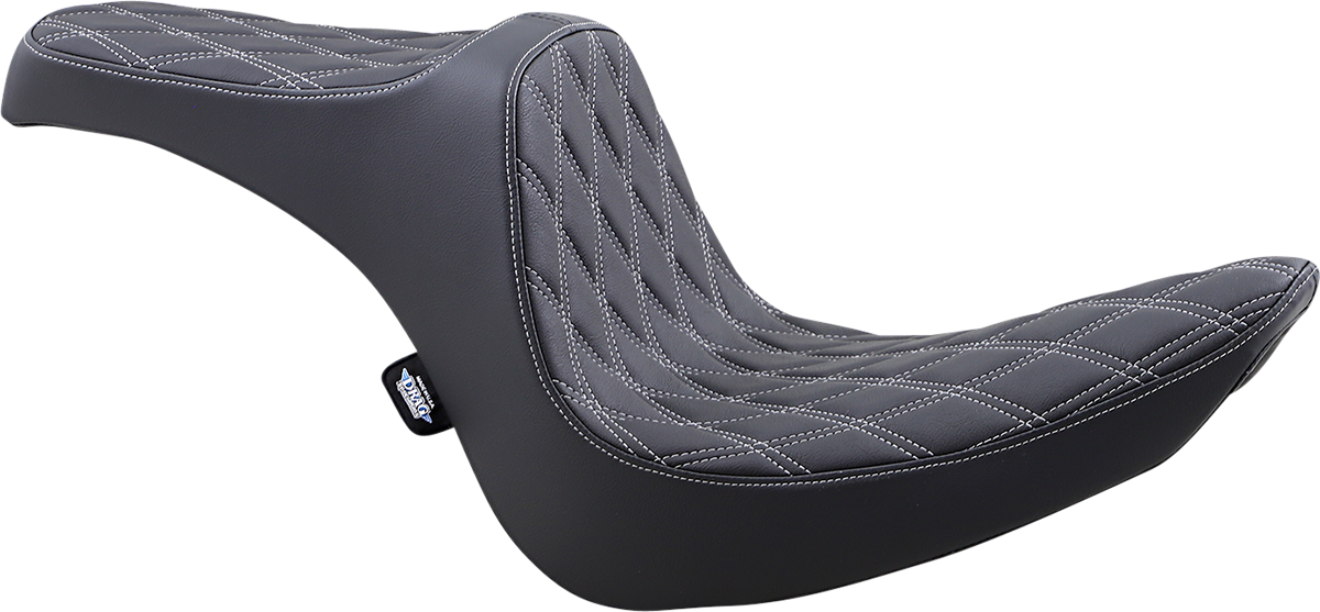 Drag Specialties Seats Predator III 2-Up Seat for Softail 2006-2017 with Vinyl Cover and Silver Stitching