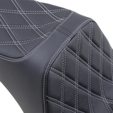 Drag Specialties Seats Predator III 2-Up Seat for Softail 2006-2017 with Vinyl Cover and Silver Stitching