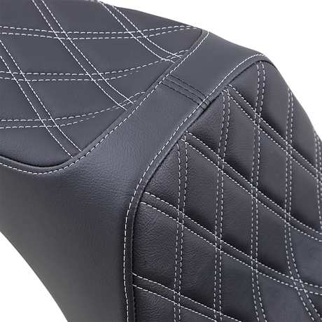 Drag Specialties Seats Predator III 2-Up Seat for Softail 2006-2017 with Vinyl Cover and Silver Stitching
