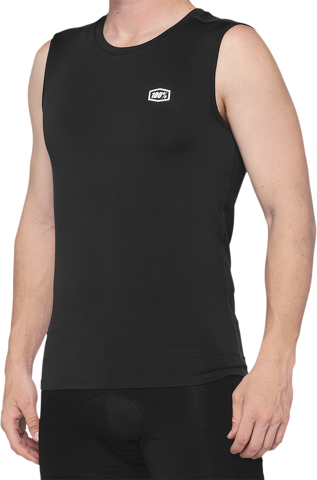 100% Basecamp Sleeveless Base Layer for Men with Charcoal Coffee Infused Yarn – Black, Small