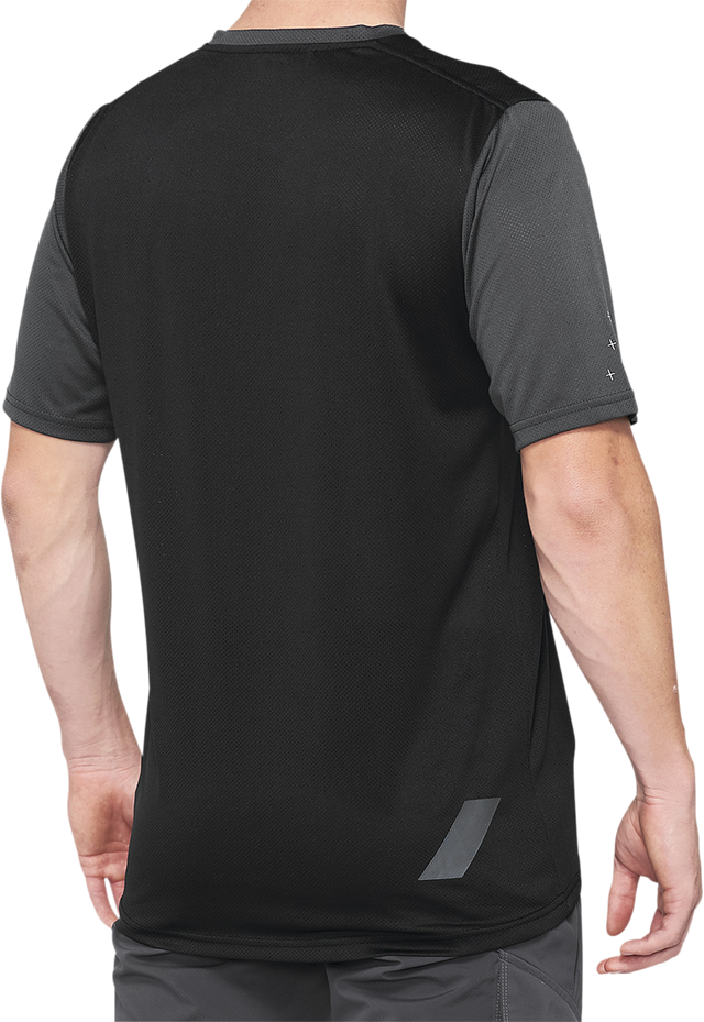 100% Ridecamp Short-Sleeve Jersey for Men - Charcoal/Black, XL – Part Number 40027-00008, Compatible with Mountain and Road Bikes