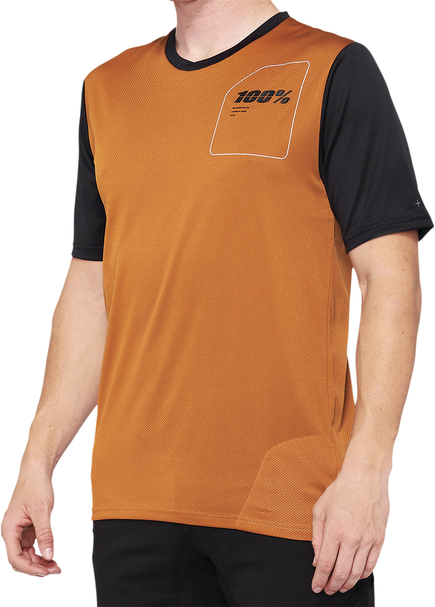 100% Ridecamp Short-Sleeve Jersey for Mountain Biking - Terracotta/Black, Size XL (Part No. 40027-00018)