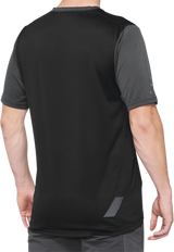 100% Ridecamp Short-Sleeve Jersey - Charcoal/Black - Small | Comfortable Polyester Mesh with Moisture Management | Fits Most Mountain Bikes and Road Bikes