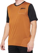 100% Ridecamp Short-Sleeve Jersey - Terracotta/Black - Large | Polyester Mesh Breathable Cycling Jersey with Drop Tail and Goggle Wipe for Mountain Biking and Road Riding