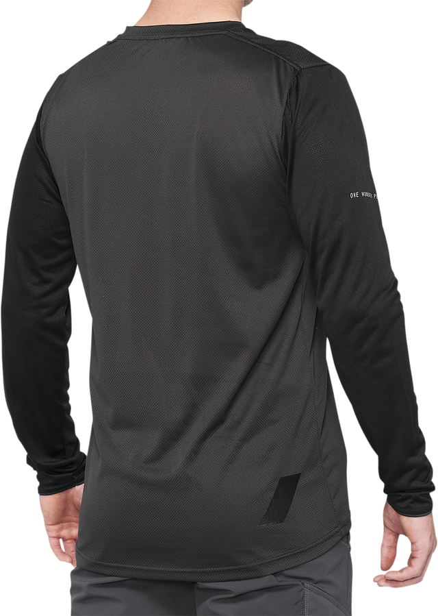 100% Ridecamp Long-Sleeve Jersey for Mountain Biking - Black/Charcoal, Size Large, Part No. 40028-00002