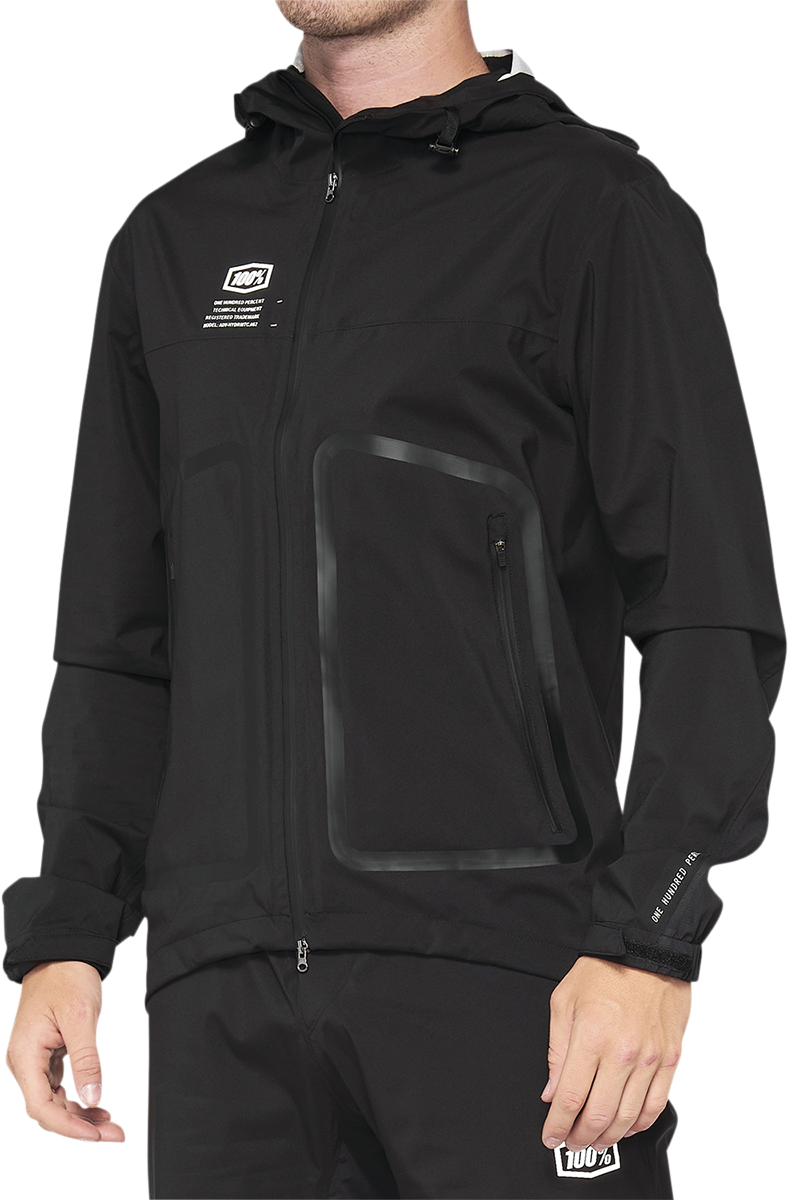 100% Hydromatic Jacket - Black - Large - Waterproof Cycling Jacket with Breathable 3K/1K Lamination and Adjustable Features
