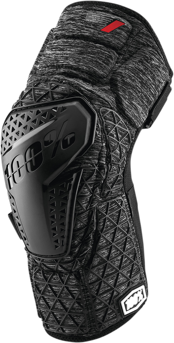 100% Surpass Knee Guards XL by 100% - Heather Gray/Black with Impact-Absorbing Features for Mountain Biking and BMX