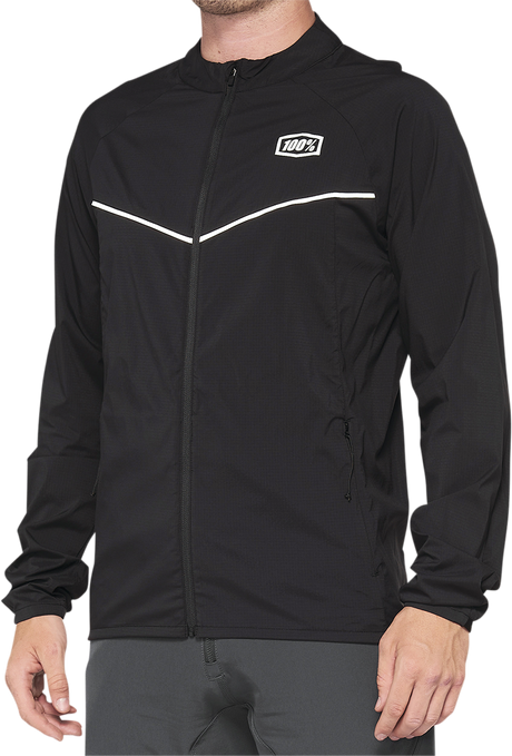 100% Corridor Stretch Windbreaker Jacket for Men - Black, XL - Part 40042-00003, Fits Road and Trail Bikes