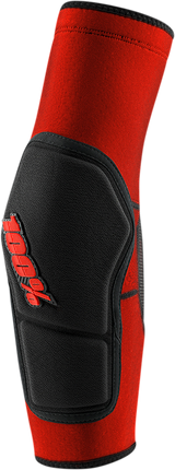 100% Ridecamp Elbow Guards Large - Red/Black - Lightweight Slip-On Protection for Adventure and Trail Bikes