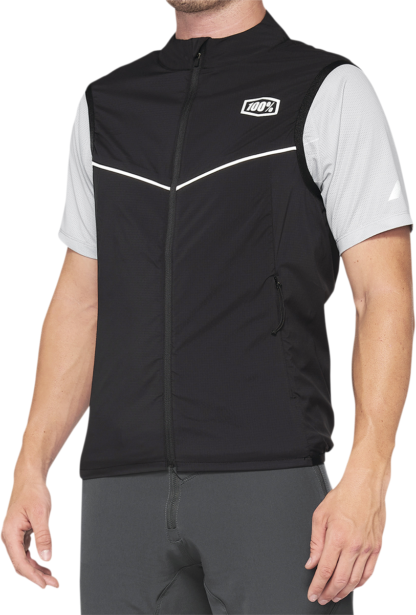 100% Corridor Stretch Vest XL - Black with Water-Resistant Micro Ripstop for Road Cycling