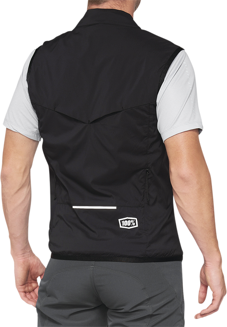 100% Corridor Stretch Vest XL - Black with Water-Resistant Micro Ripstop for Road Cycling