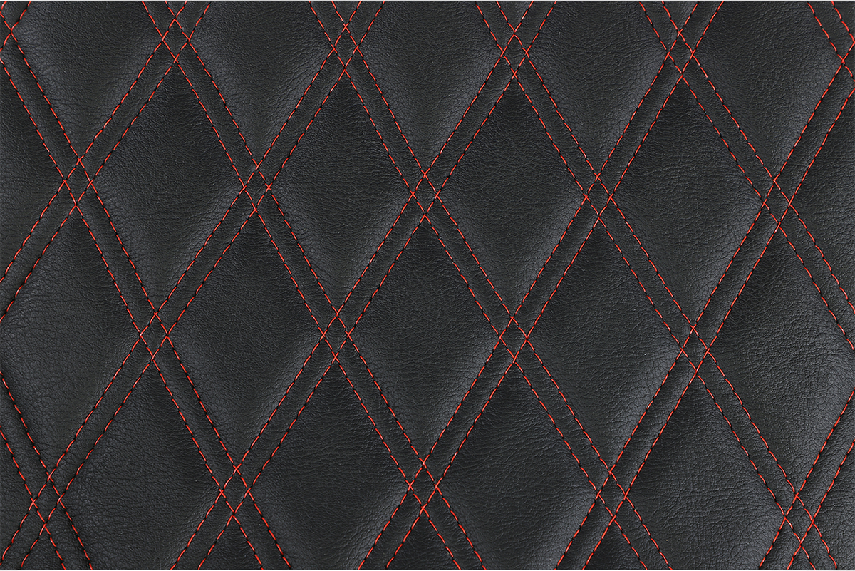 Drag Specialties Seats Extended Reach Predator III Seat for Harley FL '99-'07 with Double Diamond Black and Red Stitching