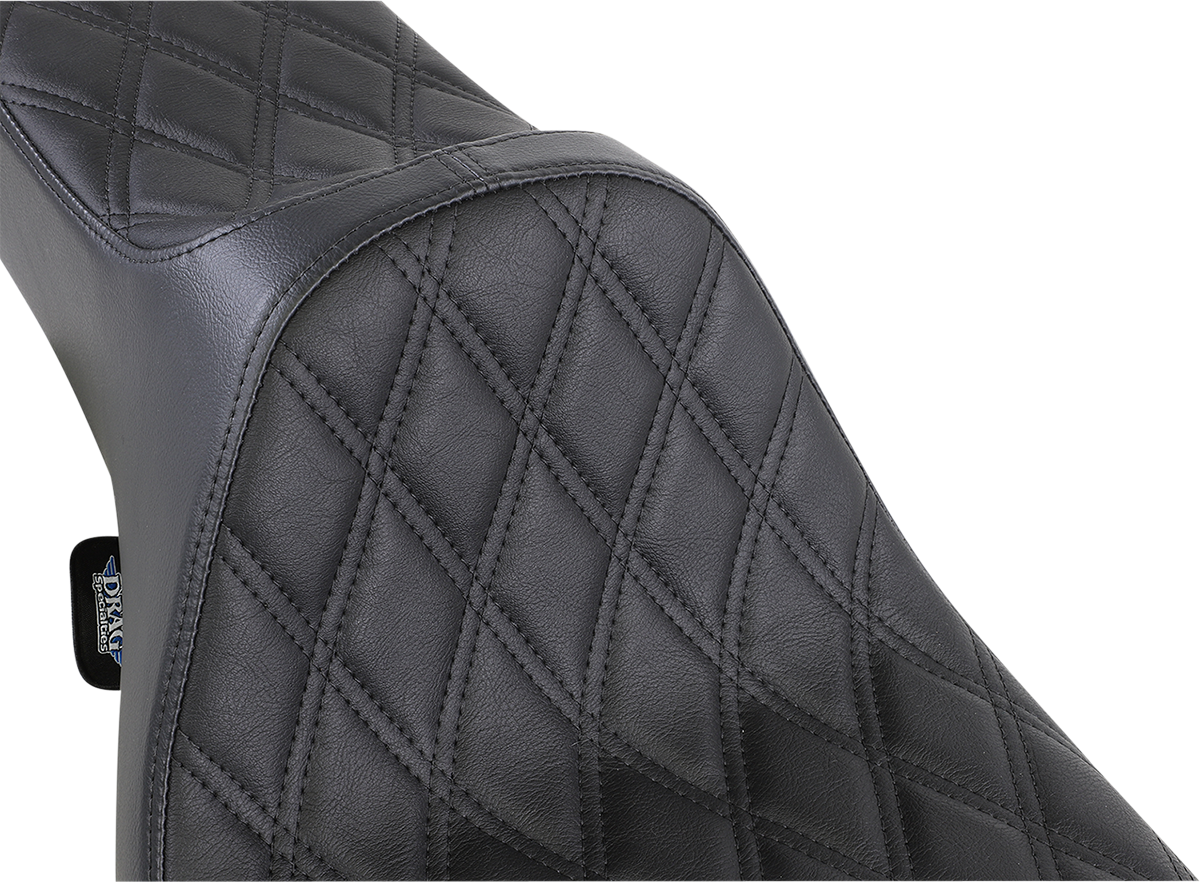 Drag Specialties Seats Extended Reach Predator III Seat for Harley FL '99-'07 with 6.5-Inch Driver Support, Black Stitching