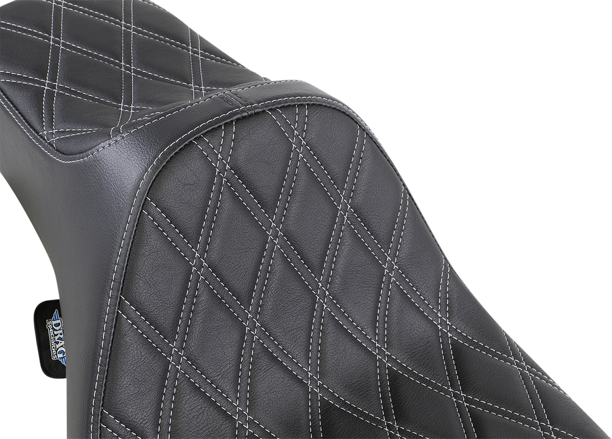 Drag Specialties Seats Extended Reach Predator III Seat for Harley FL Models 1999-2007 - Black with Silver Stitching