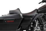 Drag Specialties Seats Extended Reach Predator III Seat for Harley FL '99-'07 with Double Diamond Black and Red Stitching