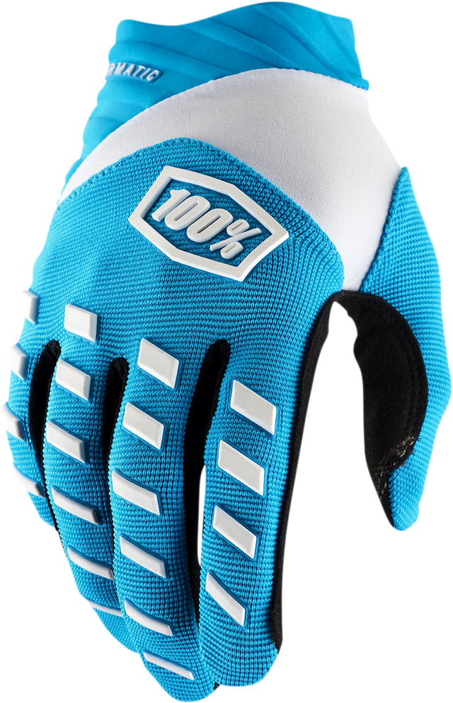 100% Airmatic Gloves - Blue, Small | Durable Neoprene Cuff & Tech-Enabled Design for Motorcycle Riding