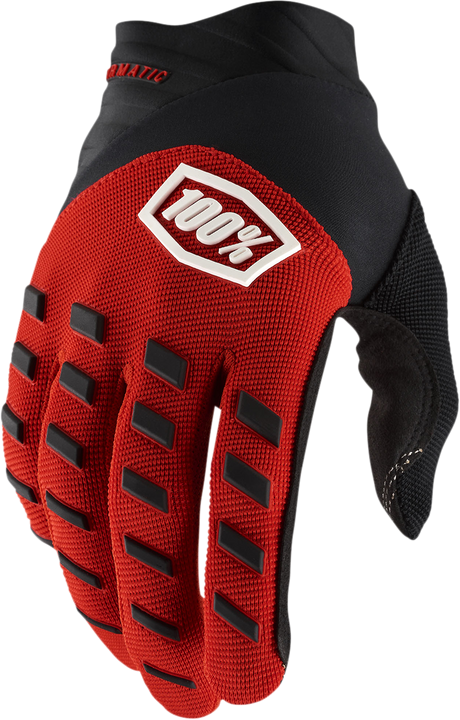 100% Youth Airmatic Gloves - Red/Black, Medium | Designed for Smaller Riders with Durable Comfort and Control
