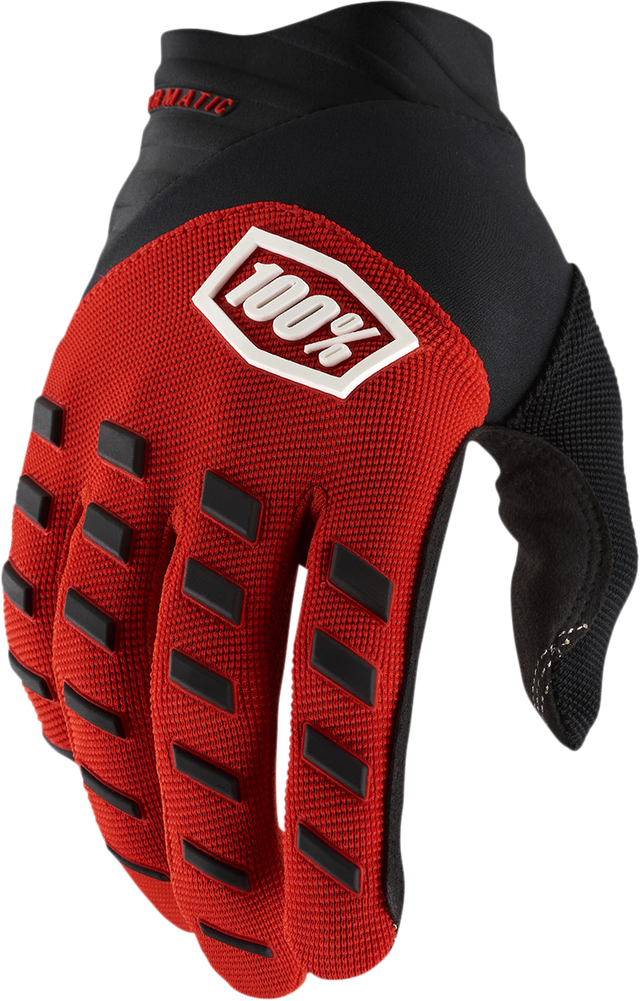 100% Youth Airmatic Gloves - Red/Black, Medium | Designed for Smaller Riders with Durable Comfort and Control