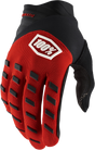 100% Youth Airmatic Gloves - Red/Black, Medium | Designed for Smaller Riders with Durable Comfort and Control