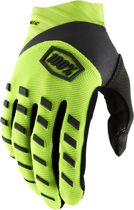 100% Youth Airmatic Gloves – Fluo Yellow/Black – Large, Designed for Smaller Riders with Enhanced Comfort and Control