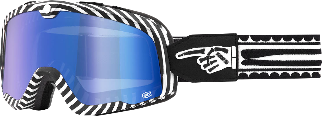 100% Barstow Goggle with Blue Mirror Lens - Death Spray Design, Fits ATV, Dirt Bike, and Motocross