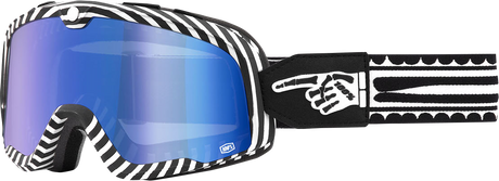 100% Barstow Goggle with Blue Mirror Lens - Death Spray Design, Fits ATV, Dirt Bike, and Motocross