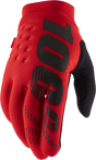 100% Brisker Gloves - Red, XL - Insulated Soft-Shell Riding Gloves for Cold Weather with Grip and Visibility Features