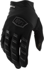 100% Airmatic Gloves - Black/Charcoal Small - Durable Neoprene Cuff and Mesh Ventilation for Motorcycle Riding