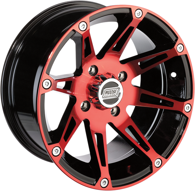 MOOSE OFFROAD Wheel - 387X - Rear - Anodized Red/Black - 12x8 - 4/110 - 4+4 387ML128110BWR4