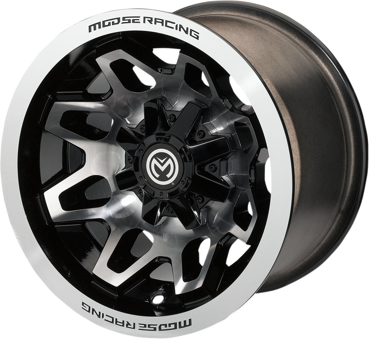 Moose Offroad 416X Rear Machined Black Wheel for 12x8 Vehicles with 4/110 Bolt Pattern