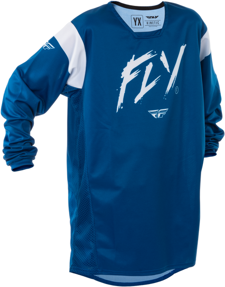 Fly Racing Youth Kinetic Stoke Jersey Navy/White YXL - Motorcycle and ATV Riding Apparel for Youth