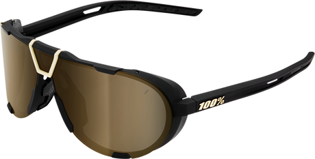 100% Westcraft Sunglasses - Soft Tact Black with Soft Gold Mirror Lens (Part #61046-258-01) – Ideal for Off-Road and Street Vehicles
