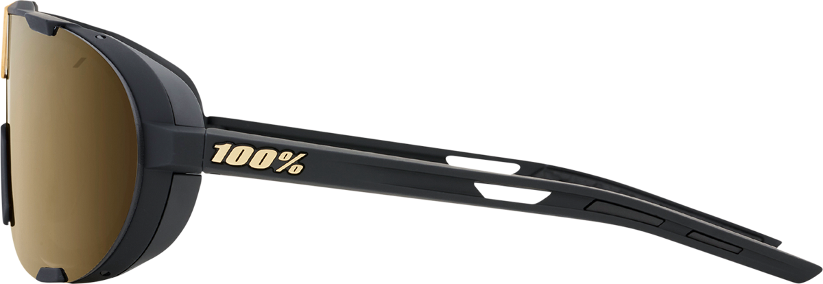 100% Westcraft Sunglasses - Soft Tact Black with Soft Gold Mirror Lens (Part #61046-258-01) – Ideal for Off-Road and Street Vehicles