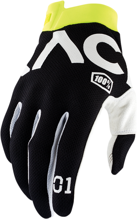100% Racr iTrack Gloves Small - Black with Mesh and Clarino Palm for Motorcycle Riding