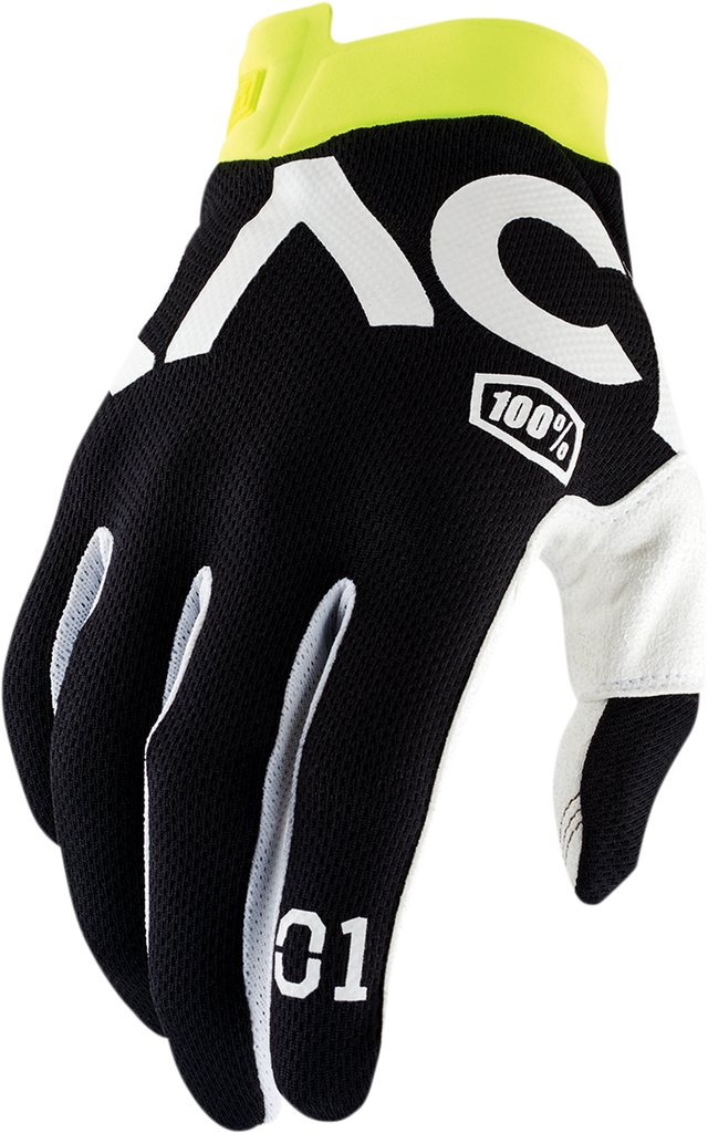 100% Racr iTrack Gloves Small - Black with Mesh and Clarino Palm for Motorcycle Riding