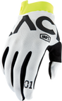 100% Racr iTrack Gloves - White - Small | Designed for Motorcycle Riders with Enhanced Comfort and Grip