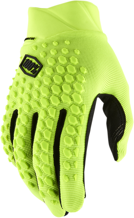 100% Geomatic Gloves Small - Fluorescent Yellow by 100% with Touchscreen Fingertips for Cycling and Motorsport