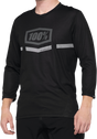 100% Airmatic 3/4 Sleeve Jersey - Black - Medium | Bike Trail Touring Shirt with Reflective Logo and Goggle Wipe