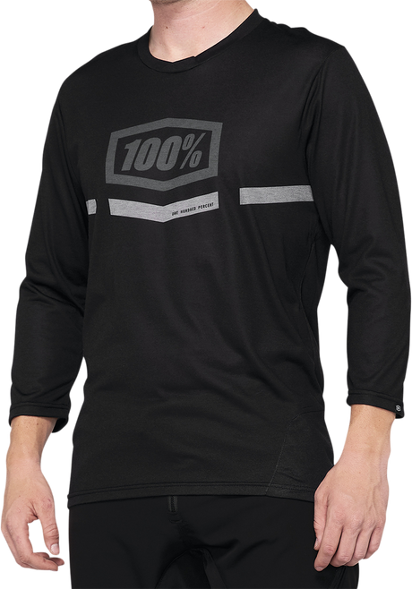 100% Airmatic 3/4 Sleeve Jersey - Black - XL - Ideal for Trail Riding, MTB, and Cycling