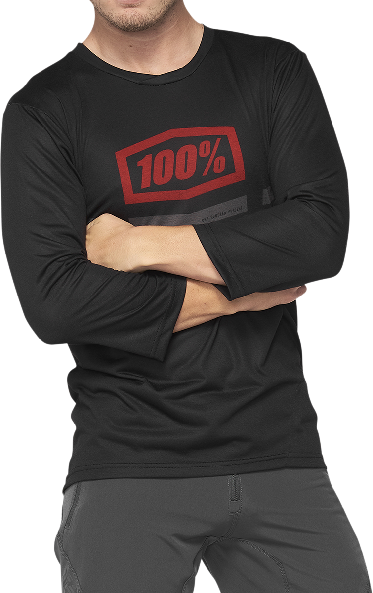 100% Airmatic 3/4 Sleeve Jersey - Black/Red, Medium - Designed for Trail Riding and Comfort