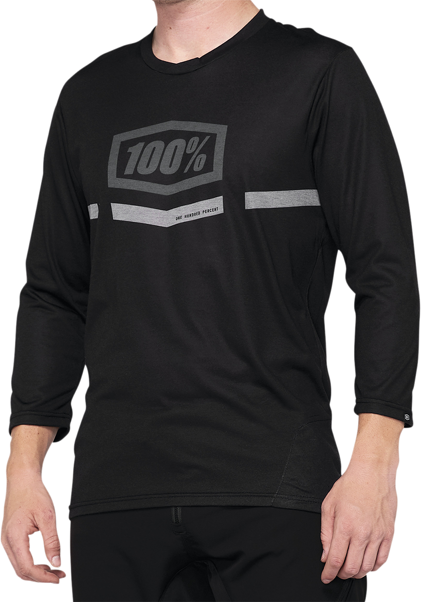 100% Airmatic 3/4 Sleeve Jersey - Black - Small | Bike Riding Apparel with Reflective Logo and Drop Tail