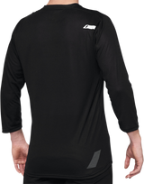 100% Airmatic 3/4 Sleeve Jersey - Black - Small | Bike Riding Apparel with Reflective Logo and Drop Tail