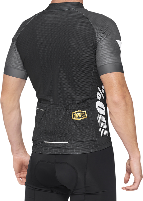 100% Exceeda Short-Sleeve Cycling Jersey - Black/Charcoal for Road and Mountain Bikes, Size Small (Part Number 40051-00000)