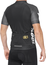 100% Exceeda Short-Sleeve Jersey for Men - Black and Charcoal, XL | Bicycle Cycling Jersey with Moisture Management and Reflective Elements