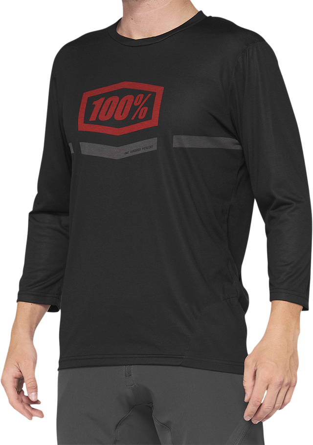 100% Airmatic 3/4 Sleeve Jersey - Black/Red, Size XL - Perfect for Trail Riding, Fits Honda CR-V, Ford F-150, Toyota RAV4, Chevrolet Silverado